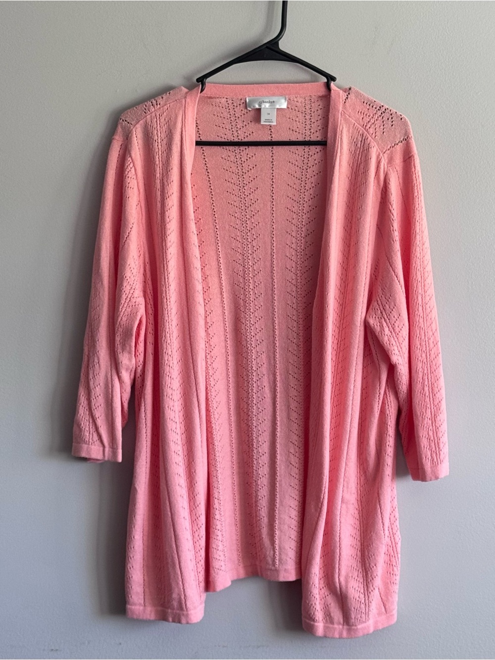 CJ Banks Peach Open-Front Knit Cardigan Size 1X